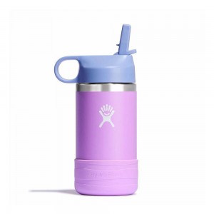 Hydro Flask 12 oz Wide Mouth w/ Straw Kids' Water Bottle Anemone Purple | PLFY-14296