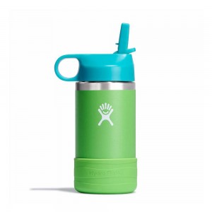 Hydro Flask 12 oz Wide Mouth w/ Straw Kids' Water Bottle Grass Green | WQIH-37450