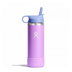 Hydro Flask 18 oz Wide Mouth w/ Straw Kids' Water Bottle Anemone Purple | SMHP-20836