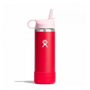 Hydro Flask 18 oz Wide Mouth w/ Straw Kids' Water Bottle Goji red | UCVH-62430