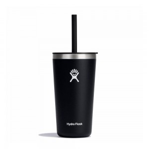 Hydro Flask 20 oz All Around™ with Straw Lid Tumbler Black | BJMZ-85623