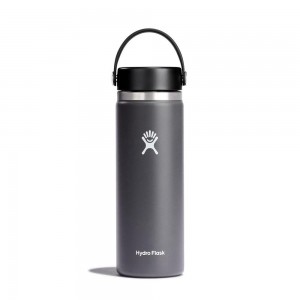 Hydro Flask 20 oz Wide Mouth: 20 oz Insulated Water Bottle Stone Grey | QZNA-58406