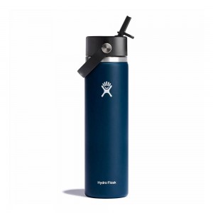 Hydro Flask 24 oz Wide Mouth w/ Flex Straw Water Bottle Indigo | UQCA-95287