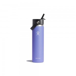 Hydro Flask 24 oz Wide Mouth w/ Flex Straw Water Bottle Lupine Purple | MTVI-57321