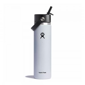 Hydro Flask 24 oz Wide Mouth w/ Flex Straw Water Bottle White | OADE-84097