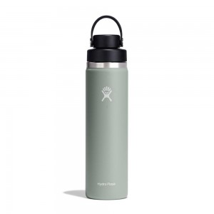 Hydro Flask 24 oz Wide Mouth with Flex Chug Water Bottle Agave Green | FDHQ-43925