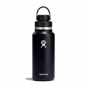 Hydro Flask 32 oz Wide Mouth With Flex Chug Water Bottle Black | DOJY-76453