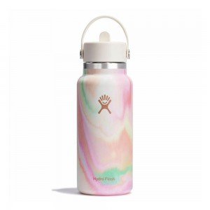 Hydro Flask 32 oz Wide Mouth with Flex Straw Water Bottle Sugar Crush Multicolor | ASWQ-68409