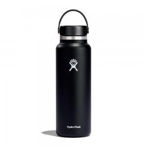 Hydro Flask 40 oz Wide Mouth: 40 oz Insulated Water Bottle Black | MVDW-82613