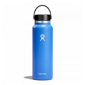 Hydro Flask 40 oz Wide Mouth: 40 oz Insulated Water Bottle Cascade Blue | UYBP-34781