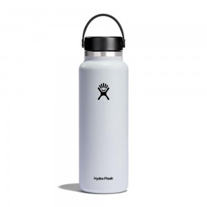 Hydro Flask 40 oz Wide Mouth: 40 oz Insulated Water Bottle White | RYFK-19348