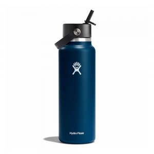 Hydro Flask 40 oz Wide Mouth w/ Flex Straw Water Bottle Indigo | ZTNH-95312