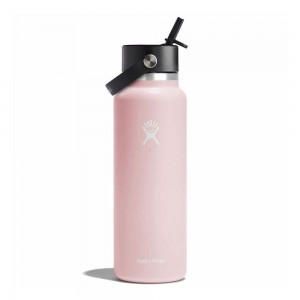 Hydro Flask 40 oz Wide Mouth w/ Flex Straw Water Bottle Trillium Pink | TAUQ-98501