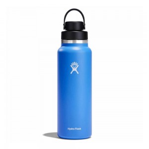 Hydro Flask 40 oz Wide Mouth with Flex Chug Water Bottle Cascade Blue | MLOF-95203