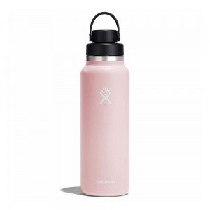 Hydro Flask 40 oz Wide Mouth with Flex Chug Water Bottle Trillium Pink | FESC-95037