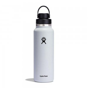 Hydro Flask 40 oz Wide Mouth with Flex Chug Water Bottle White | TDHN-85632