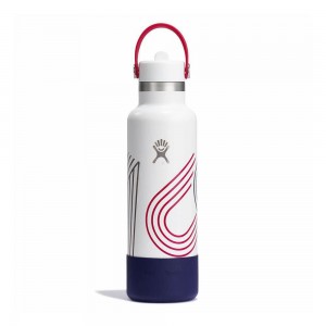 Hydro Flask USA 21 oz Standard Mouth with Flex Straw Water Bottle White | TYPM-29584