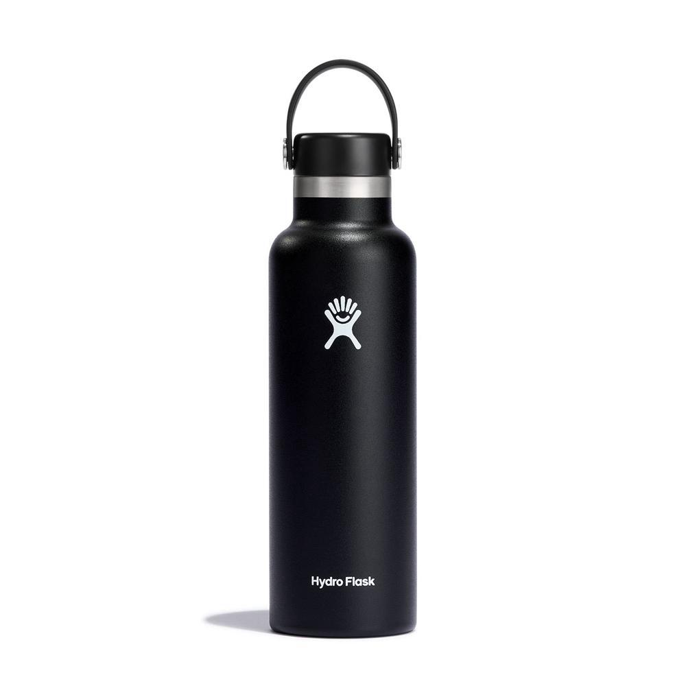 Hydro Flask 21 oz Standard Mouth: 21 oz Water Bottle Black | GTZJ-65349