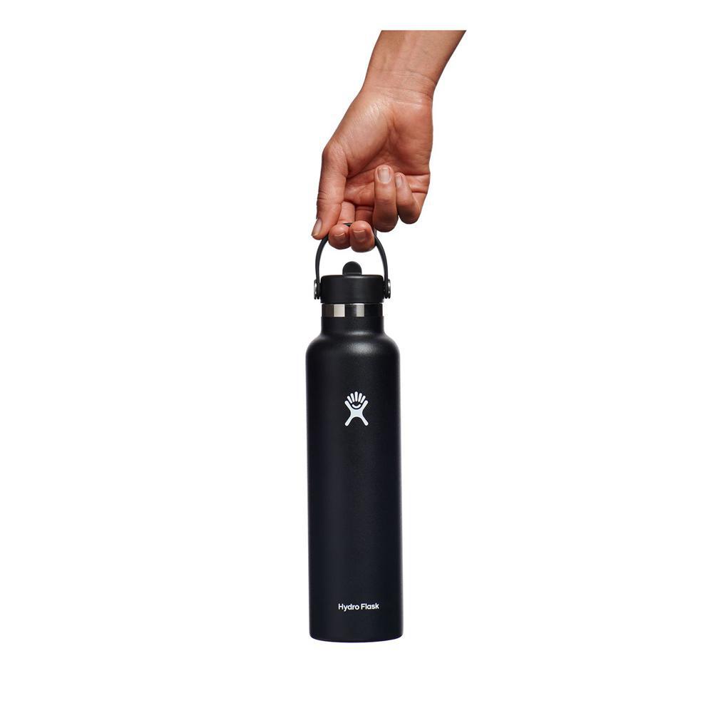 Hydro Flask 24 oz Standard Mouth with Flex Straw Water Bottle Black | QJFG-85062