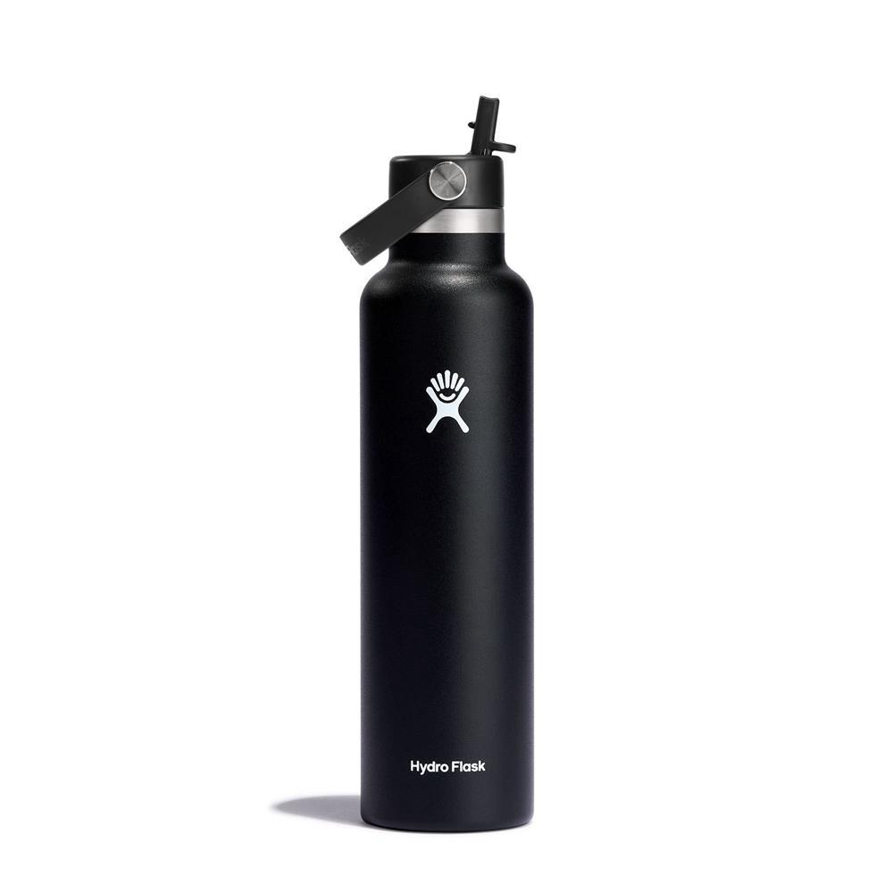 Hydro Flask 24 oz Standard Mouth with Flex Straw Water Bottle Black | QJFG-85062