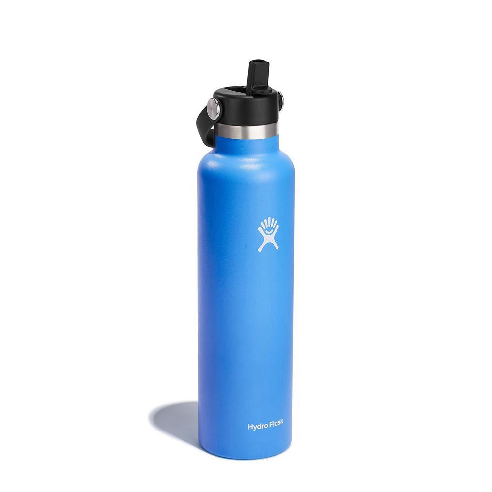 Hydro Flask 24 oz Standard Mouth with Flex Straw Water Bottle Cascade Blue | AJNT-15470