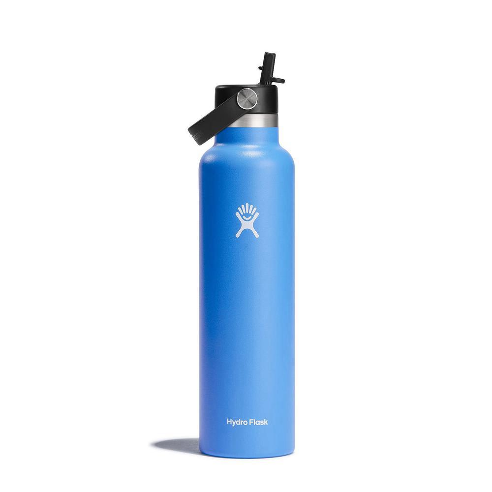 Hydro Flask 24 oz Standard Mouth with Flex Straw Water Bottle Cascade Blue | AJNT-15470