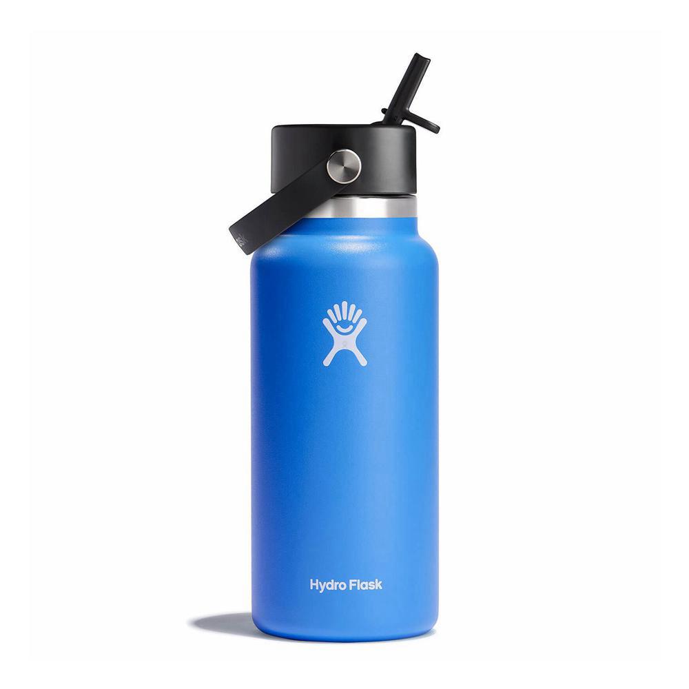 Hydro Flask 32 oz Wide Mouth with Flex Straw Water Bottle Cascade Blue | LDCW-43650