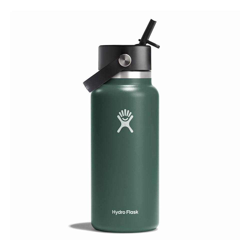 Hydro Flask 32 oz Wide Mouth with Flex Straw Water Bottle Fir Green | HBPU-75429