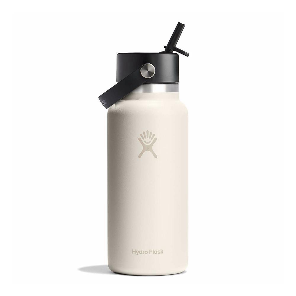 Hydro Flask 32 oz Wide Mouth with Flex Straw Water Bottle Ivory Khaki | SNVD-87062