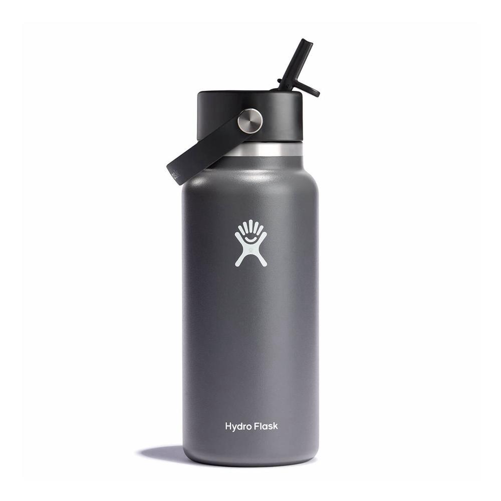 Hydro Flask 32 oz Wide Mouth with Flex Straw Water Bottle Stone Grey | EOGV-57936