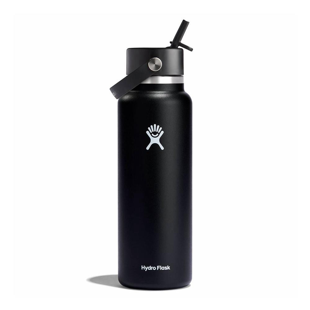 Hydro Flask 40 oz Wide Mouth w/ Flex Straw Water Bottle Black | XZNK-06157