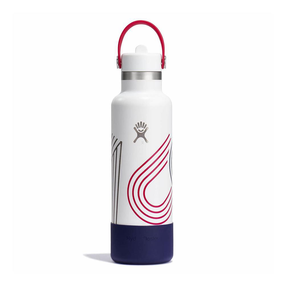 Hydro Flask USA 21 oz Standard Mouth with Flex Straw Water Bottle White | TYPM-29584